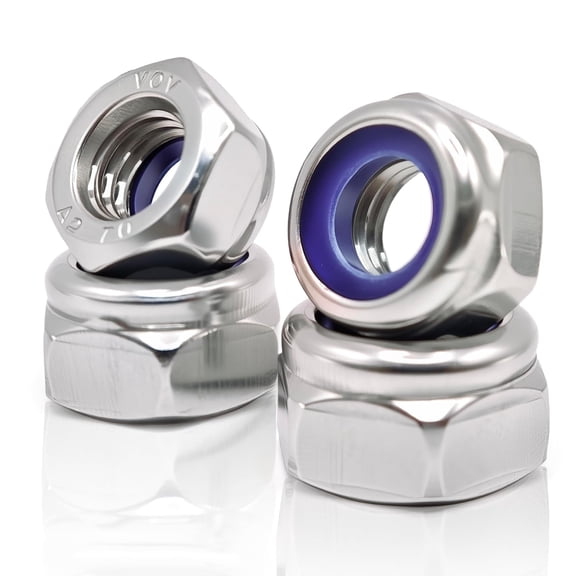 BOLDGNAITE 20 Pcs M6 Lock Nuts, 304 Stainless Steel Nylon Insert Locknuts, Vibration & Corrosion Resistant, Self-Locking Hex Nuts for Automotive, Machinery & DIY