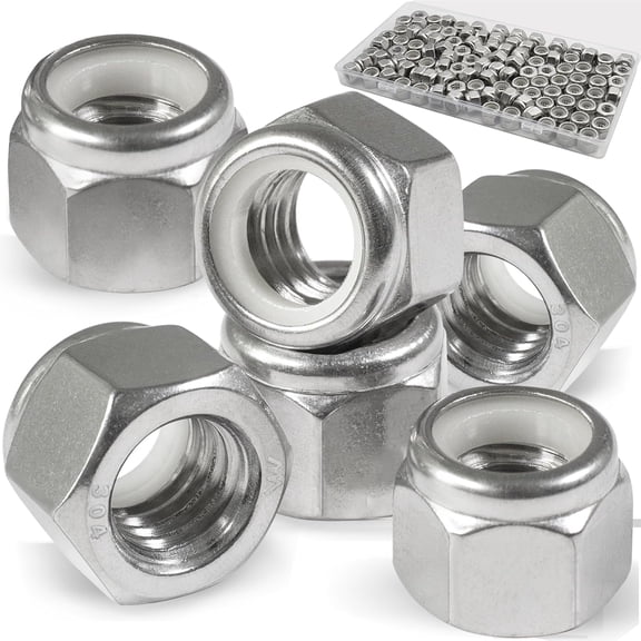 BOLDGNAITE 20 Pcs M6 Lock Nuts, 304 Stainless Steel Nylon Insert Locknuts, Vibration & Corrosion Resistant, Self-Locking Hex Nuts for Automotive, Machinery & DIY