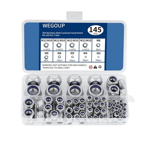 BOLDGNAITE 20 Pcs M6 Lock Nuts, 304 Stainless Steel Nylon Insert Locknuts, Vibration & Corrosion Resistant, Self-Locking Hex Nuts for Automotive, Machinery & DIY