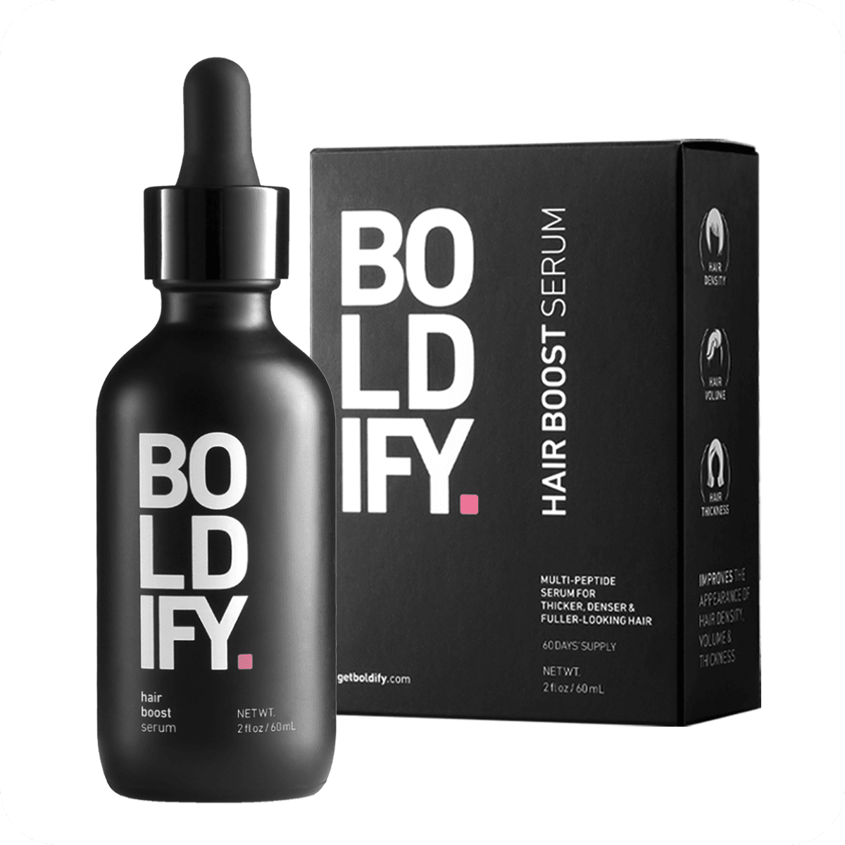 BOLDIFY Hair Growth Serum Unisex, 30 Boosters + 4 Peptides, Strengthening & Split End Repair