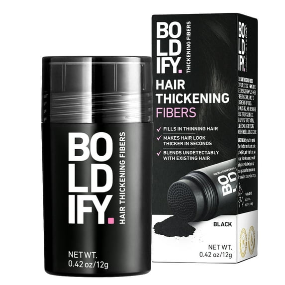 BOLDIFY Hair Thickening Fibers, Fill In Fine and Thinning Hair, Black, 12g
