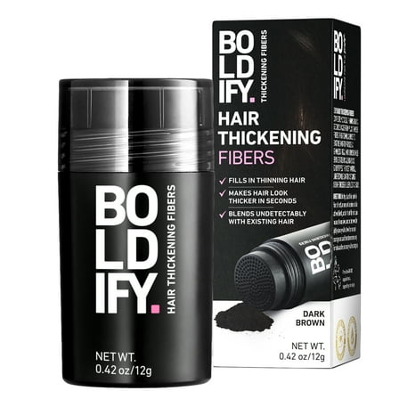 BOLDIFY Hair Thickening Fibers, Fill In Fine and Thinning Hair, Dark Brown, 12g