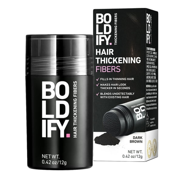 BOLDIFY Hair Thickening Fibers, Fill In Fine and Thinning Hair, Dark Brown, 12g