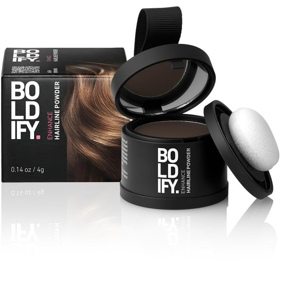 BOLDIFY Hairline Powder, Root Touch up Powder, Unisex Concealer, 48 Hour Stain-Proof (Ash Brown)