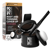 BOLDIFY Root Touch Up Powder with Brush, Covers Thinning Hair & Grays, Water-Resistant, Dark Brown, 4g