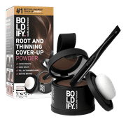 Boldify Root Touch Up Powder with Brush, Covers Thinning Hair & Grays, Water-Resistant, Medium Brown, 4g
