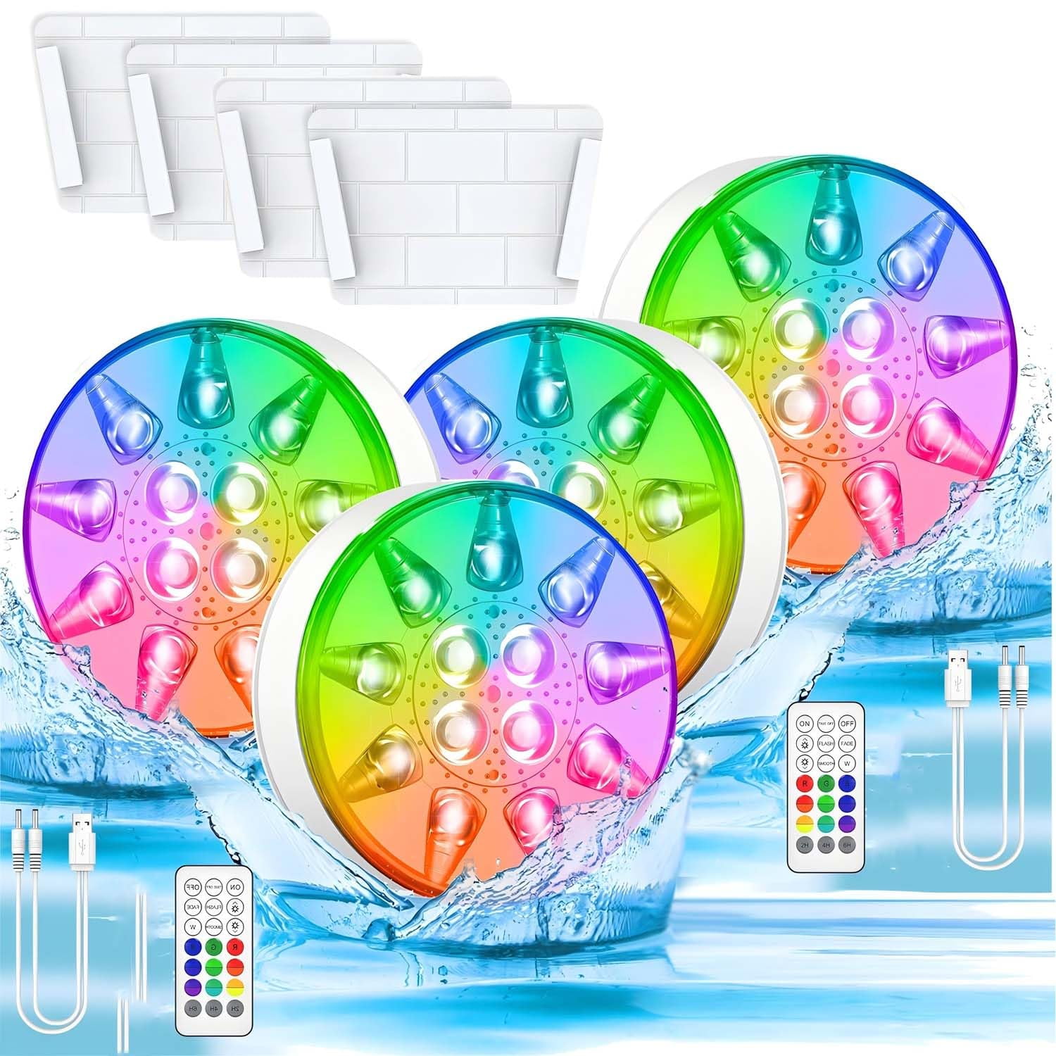 BOLEISE Rechargeable LED Pool Lights - 16 Color Remote Control ...