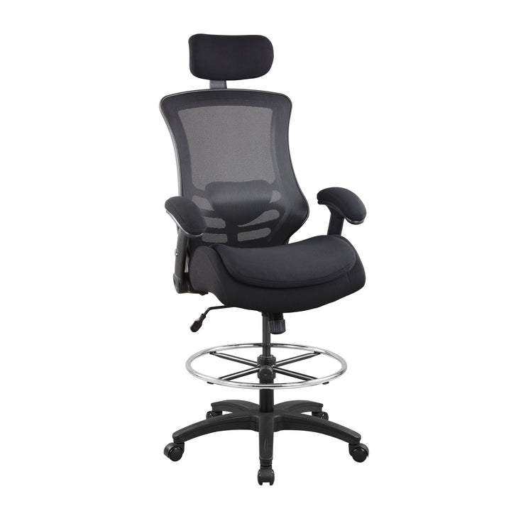 BOLISS 400lbs Mesh Ergonomic Drafting Chair,Tall Office Chair with Extra Cushion, Standing Desk Chair,Height Adjustable Armrest,Adjustment Lumbar Support,Foot Ring,Adjustable Headrest Chair