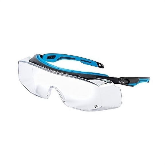 BOLLE Boll Safety 40306, Tryon OTG Safety Glasses Platinum, Black/Blue Frame, Clear Lenses