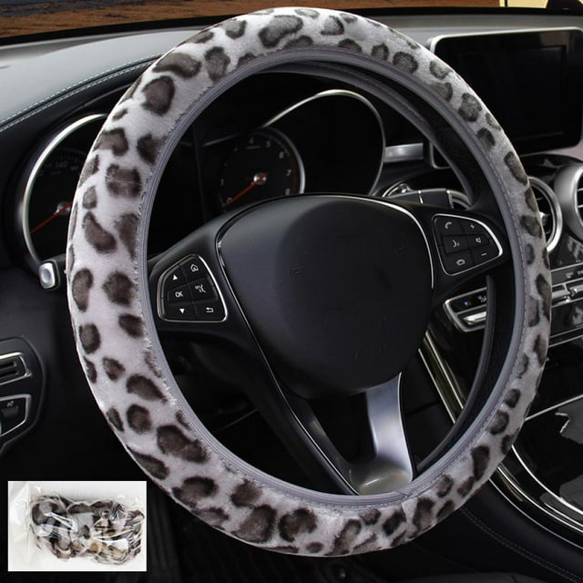BOLLSLEY 15" Soft Anti-slip High Density Fabric Steering Wheel Cover, Velvet Gray