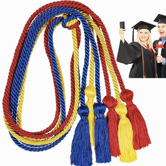 BOLLSLEY 2 Pieces Graduation Honor Cords,Polyester Yarn Honor Cord With Tassel For High School College Graduation Student, for Bachelor Gown ,Apparel Accessory for Graduation Students,Multi Color