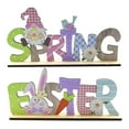 thumbnail image 1 of BOLLSLEY Easter Tabletop Decoration Signs, Easter Table Centerpieces Wooden Bunny Gnomes Decorations Family Signs for Spring Holiday Easter (2PCS), 1 of 8