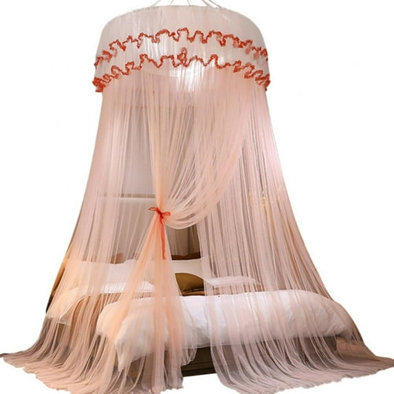 BOLLSLEY Princess Bed Canopy for Single to King Size Beds, Lace Dome Ceiling Tent Mosquito Net Play Tent for Bedroom Decoration