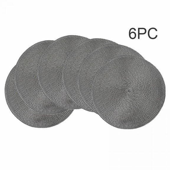 BOLLSLEY Round Placemats, Round Braided Place Mats for Dining Table Heat Insulation Table Mats for Kitchen 14 inches(Gray,Set of 6)