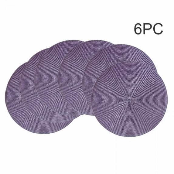 BOLLSLEY Round Placemats, Round Braided Place Mats for Dining Table Heat Insulation Table Mats for Kitchen 14 inches(Purple,Set of 6)