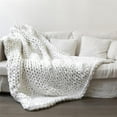thumbnail image 1 of BOLLSLEY White Acrylic Fibres Chunky Knit Throw, 100” x 120”, 1 of 6