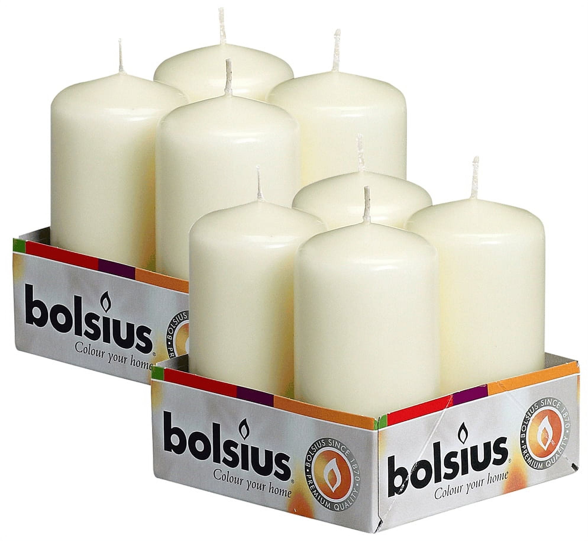 BOLSIUS Ivory Pillar Candle Set of 8 Size 2X4