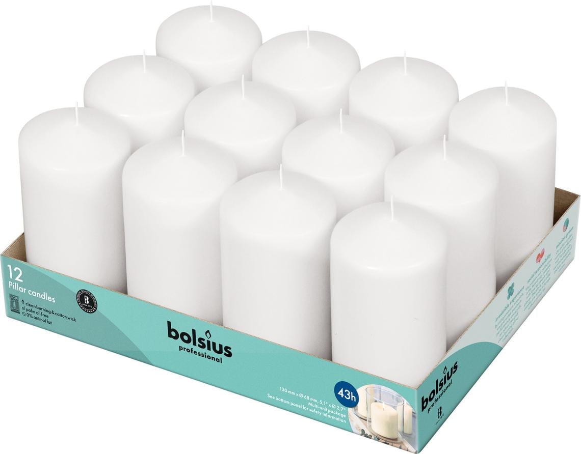 Bolsius White Dripless 2.75" x 5" Scented Pillar Candles Set of 12