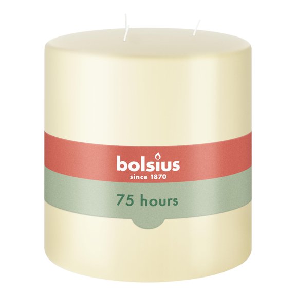 BOLSIUS Three Wick Big Pillar Candle Ivory - 6x6 Premium European Quality - 75 Hours Burn Time - Relight Unscented Large Pillar Candle - Smooth & Smokeless Flame - Wedding, & Party Candle Y101
