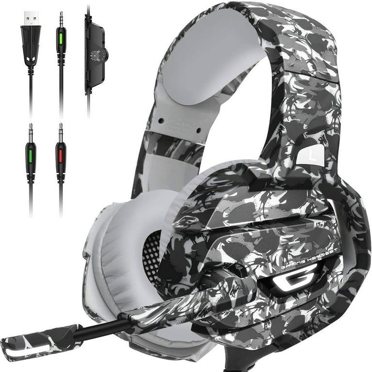 BOLT AXTION Gaming Gaming Microphone, Stereo Headset Gray 7.1 Headphones with Camo