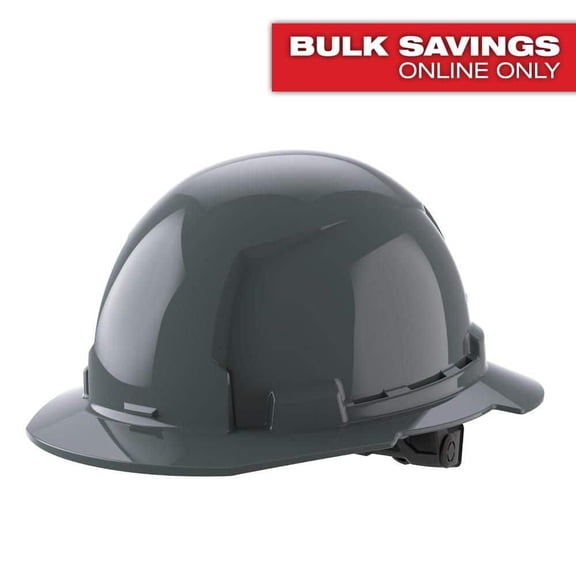 BOLT Gray Type 1 Class E Full Brim Non-Vented Hard Hat with 6 Point Ratcheting Suspension