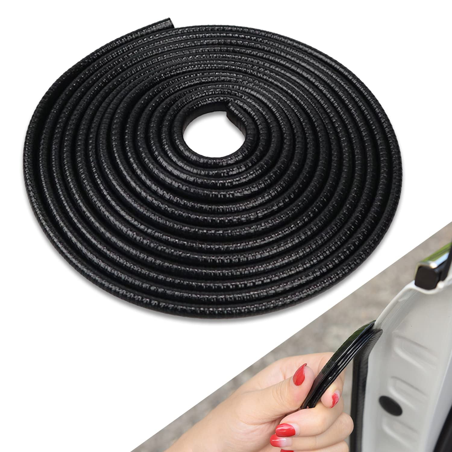 Door Molding Trim 16-Foot Guard Trim - Black Rubber Seal Strip Scratch Protector For Vehicles Car Door Edge - Foto 2