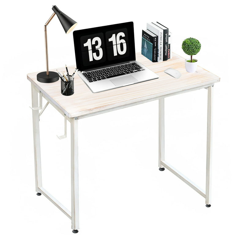 BOLUO Small Computer Desk for Small Spaces Solid Wood Rustic Home