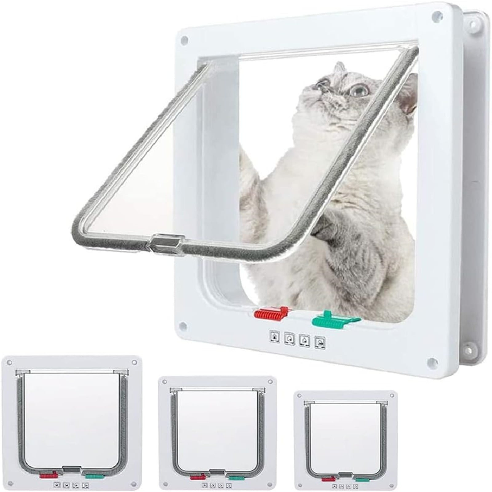 BOLUOYI 4th of July Party Cat Door 4 Way Locking Large Cat Door For