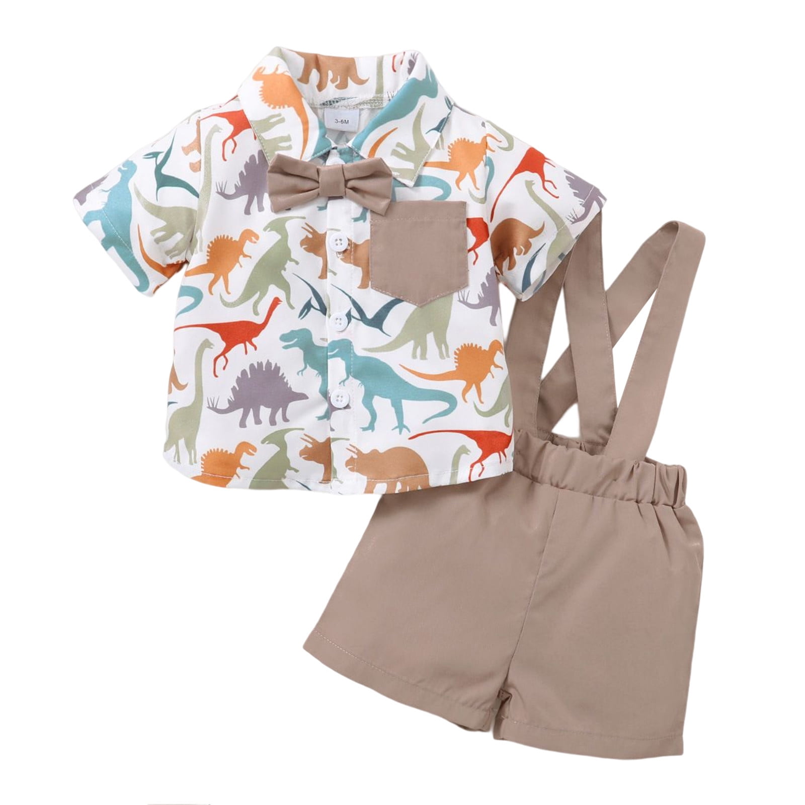 BOLUOYI Male Boys Dress Shirt Baby Boys Short Sleeve Cute Dinosaur
