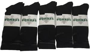 BOMBAS 5 PACK Mens Calf Crew Socks Black Medium
