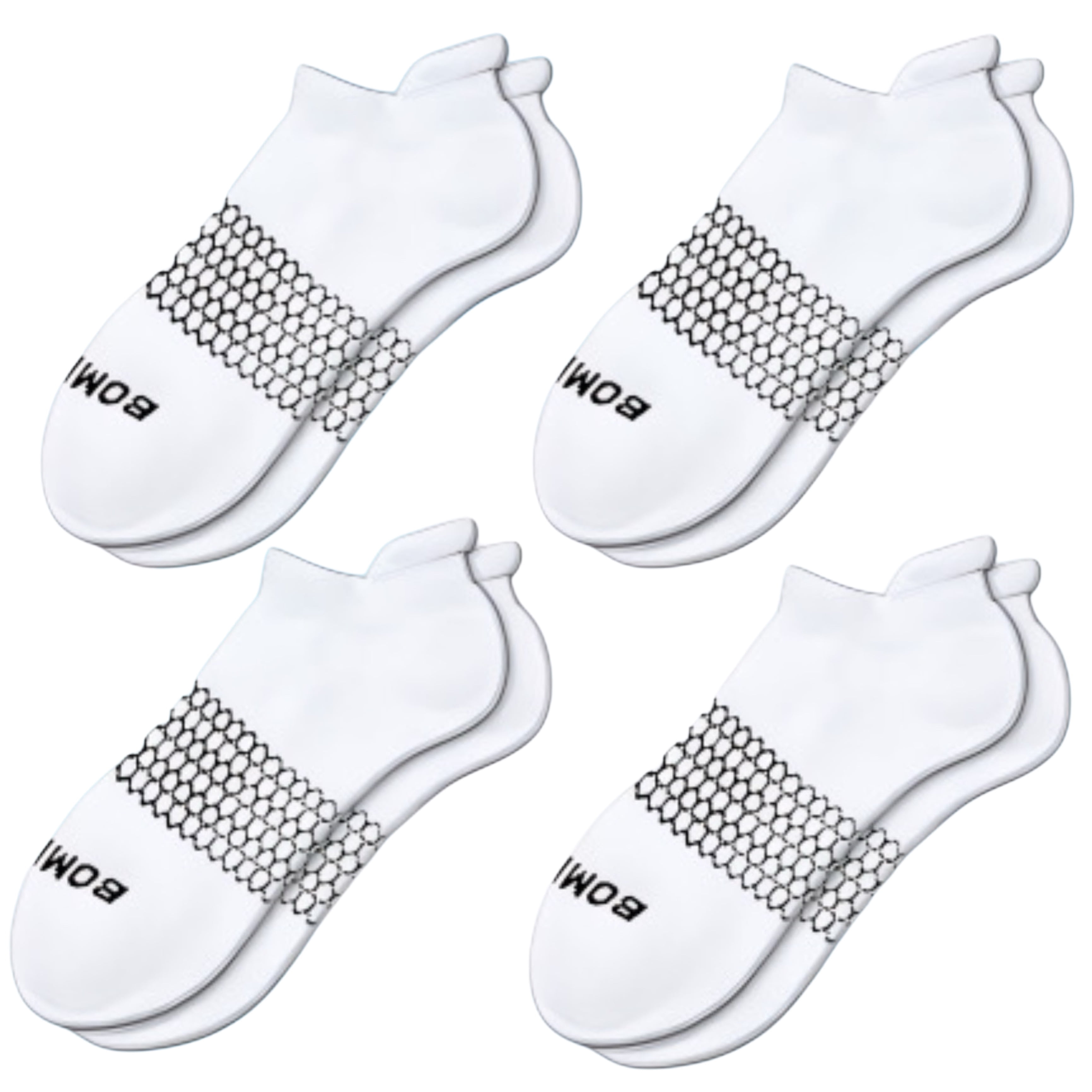 BOMBAS Originals Ankle Socks White Large 4 Pack