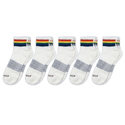 BOMBAS Women s Pride Quarter Socks 5-Pack, White Rainbow Bee Proud Collection, Size Medium