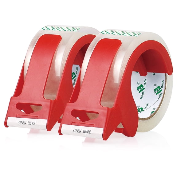 BOMEI PACK 2 Pack No Noise Packing Tape with 2 Free Dispensers,1.88in x 55y,Clear Heavy Duty Silent Packaging Tape for Moving,Shipping,Sealing,Office and Storage