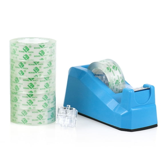 BOMEI PACK 6 Pack Transparent Tape Refills ,Clear Tape with Desktop Tape Dispenser , 0.7”x30yds Stationery Tape for Gift Wrapping, School, Office and Home