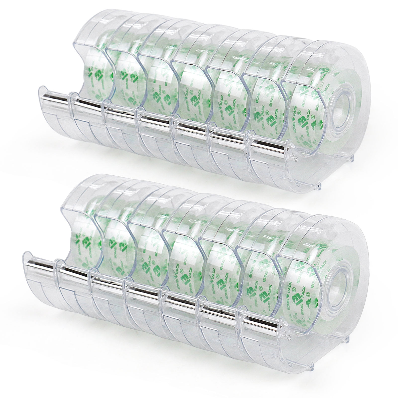BOMEI PACK Clear Tapes and Refillable Dispensers 14 Pack, 0.7" x 30 yds