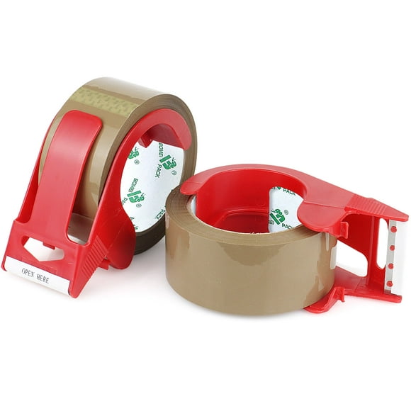 BOMEI PACK Heavy Duty Brown Packing Tape 2 Pack with 2 Free Dispensers