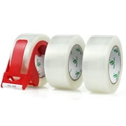 BOMEI PACK No Noise Packing Tape with Free Dispenser,3 Pack,1.88in x 55y,Silent Clear Packaging Tape for Moving, Packaging, Shipping, Office and Storage