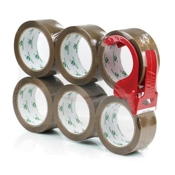 BOMEI PACK No Noise Brown Packing Tape with Dispenser,1.88 Inch x 55 Yards,Noiseless Brown Shipping Tape,Heavy Duty Packaging Tape for Moving, Office,Storage,School Supplies