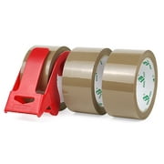 BOMEI PACK Noiseless Packing Tape 3 Rolls with refillable Dispenser,1.88 Inch x 55 Yards,No Noise Heavy Duty Brown Packaging Tapev for School Supplies,Office Supplies,Moving and Mailing