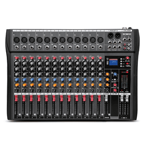 BOMGE 12 Channel Mixer Audio Console, Professional Music DJ Mixing Board with 256DSP Bluetooth MP3 Player 48V 7 Level Equalizer Supply USB Recording Studio Karaoke Live Performance (12 Channels)