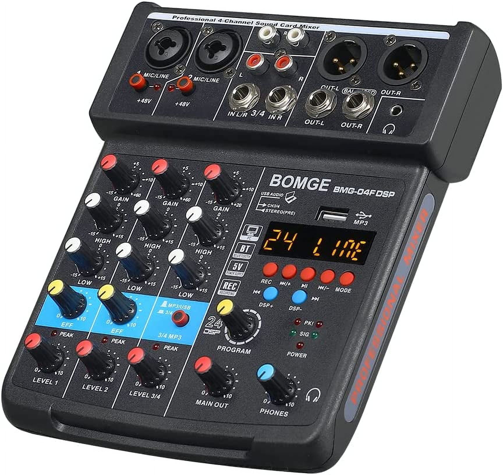 Portable sound card audio mixer 4 channel live streaming computer