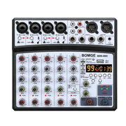 BOMGE 6 Channel Audio Sound Mixer - Professional Digital DJ Mixing Console for Live Streaming,, Karaoke and Stereo Recording - With PC Computer Record Playback/ Bluetooth/MP3/USB/48V /16 DSP-black