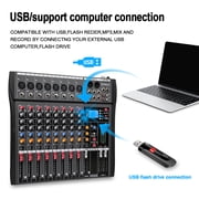 BOMGE 8 Channel Mixer Audio Console, Professional Music DJ Mixing Board with 256DSP Bluetooth MP3 Player 48V 7 Level Equalizer Supply USB Recording Studio Karaoke Live Performance 8 Channels
