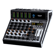 BOMGE Professional Audio Mixer 6-Channel Mixing Console with 99 DSP Effects, +48V Phantom, Bluetooth, USB Interface. 2 AUX.FX processors for studio recording and live performance