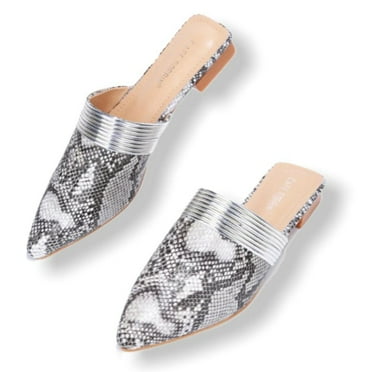 POINTED CLOSED TOE, SLIP ON MULE FLATS