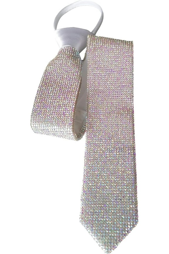 Rhinestone Necktie for Men Women Shine Sparkle Artificial Diamonds Bow Tie Adjustable Neck Tie