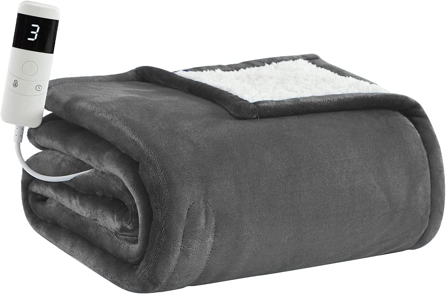 BOMOVA Heated Blanket Throw, Electric Sherpa Blanket with Fast Heating