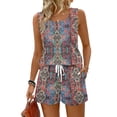 thumbnail image 1 of BOMYJESK 2 Piece Sets for Women Casual Sleeveless Tank Floral Print Matching Trendy Lounge Short Sets Lightweight High Waisted Sweatsuit with Pockets Summer Red XXL, 1 of 8