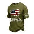 thumbnail image 1 of BOMYJESK 250 Anniversary USA Shirt Mens 1776 Red White Blue Star Stripes T-Shirt American Flag Freedom Shirt Oversized 4th July Summer Top Army Green M, 1 of 4