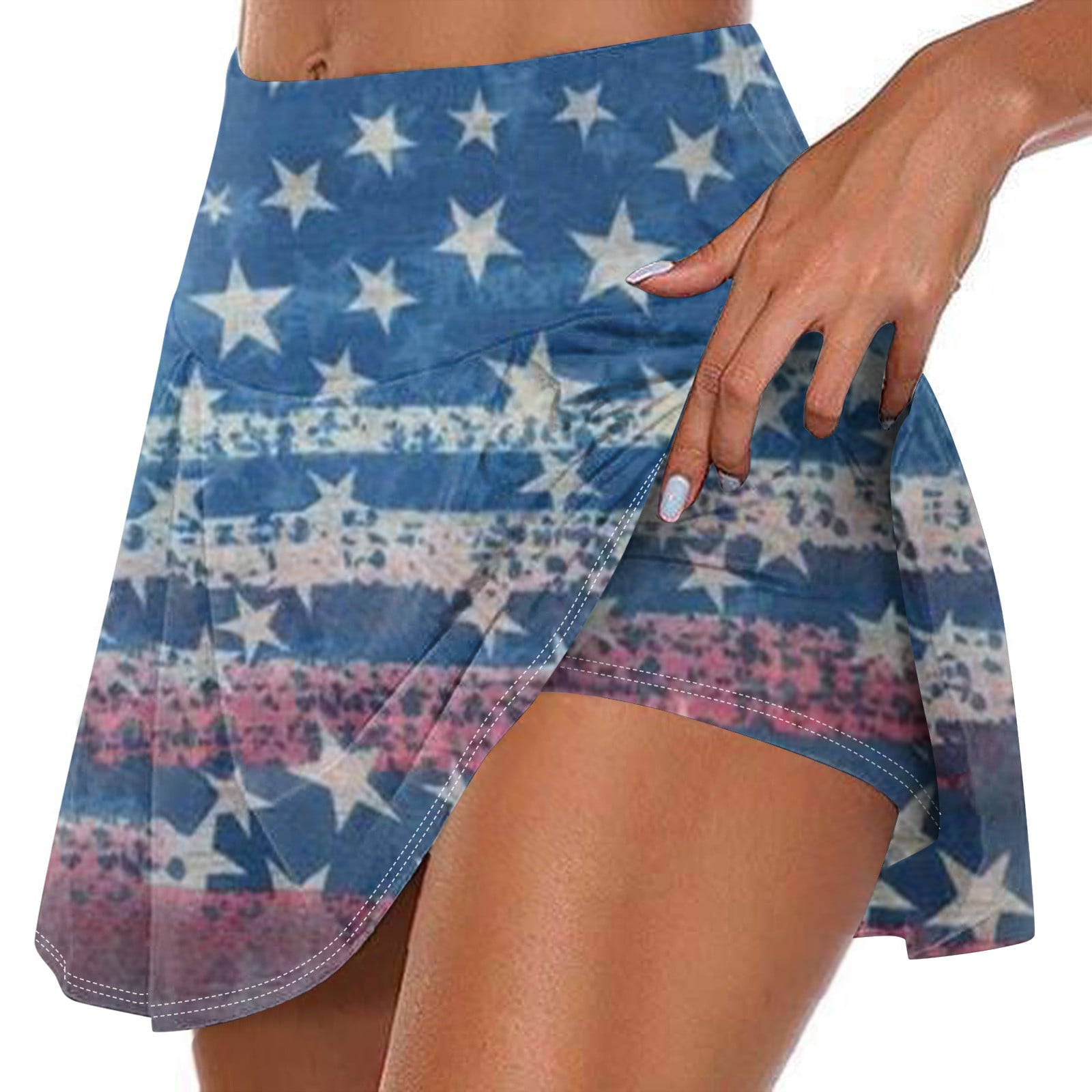 BOMYJESK 4th of July Women's Athletic Tennis Skirts Tummy Control